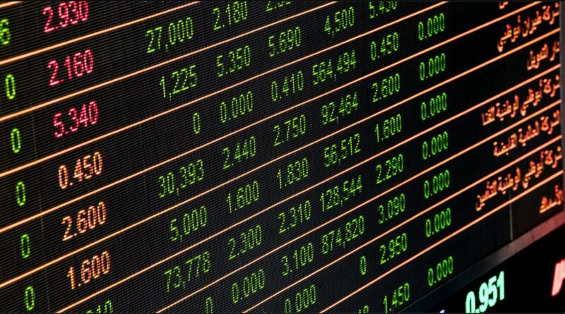 Painel eletrônico de cotações do mercado de ações